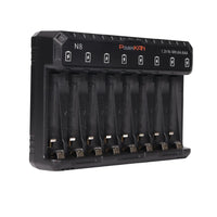 POWERKAN N8 Battery Charger with LED Display for 8 1.2V Ni-MH Ni-Cd AA AAA Rechargeable Batteries USB-C 5V 2A