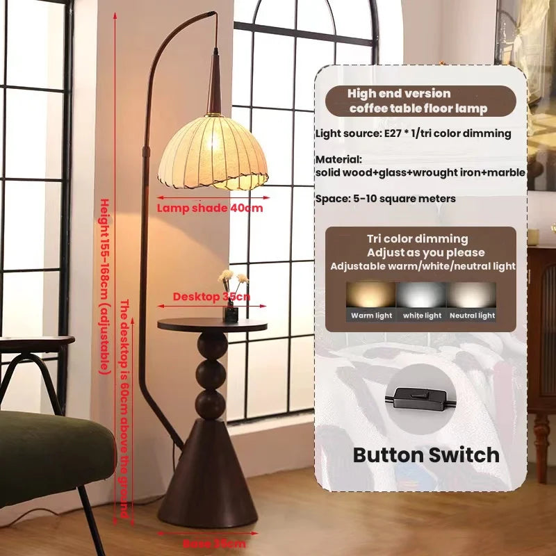 Living Room Floor Lamp French Antique Style Wabi Sabi Style Fire New Chinese Retro Bedside Lamp Shelf Light 2024 New