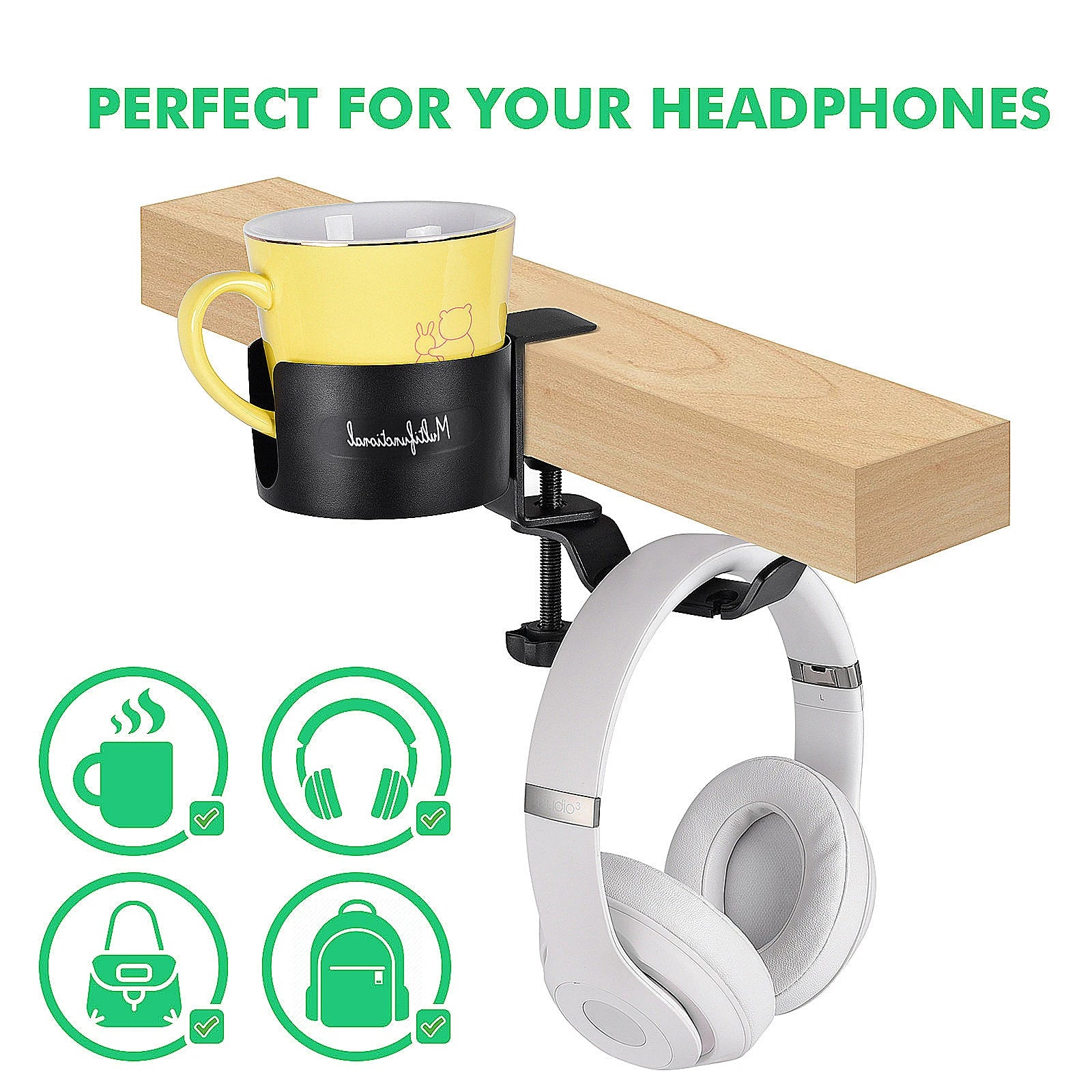 Desk Cup Holder Gaming Headset Holder Hanger Multi-function Stand Desktop Storage Bracket Coffee Mugs