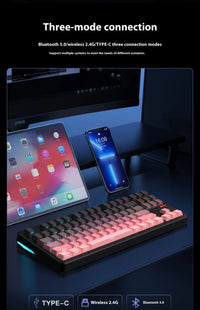 Riccks RS8 V2 Wireless Gaming Mechanical Keyboard Bluetooth 2.4G Wired 8000mAh RGB Hotswap Support QMK-VIA Keyboard for pc Gamer