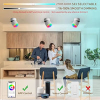 Tuya Smart Life COB RGBCCT 2700K-6500K Foldable Downlight Zigbee Ceiling Dimmable Spotlight,Work with Alexa/Google
