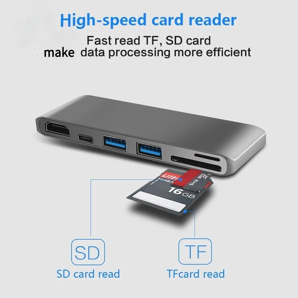Type-C HUB Splitter 4K 30Hz USB C to HDMI-compatible Adapter PD 100W OTG Adapter USB 3.0 HUB for MacBook Pro Laptop