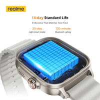 realme Watch 5 Smart Watch 1.97" 2D Flat AMOLED Display Compass & Independent GPS with 5 GNSS 14-day Battery Life NFC Card IP68