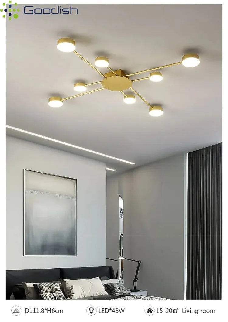 Modern Simplicity Sputtering luminescent Multi Head LED Home Ceiling Lights Painting Lamps for Living Room Decoration Chandelier
