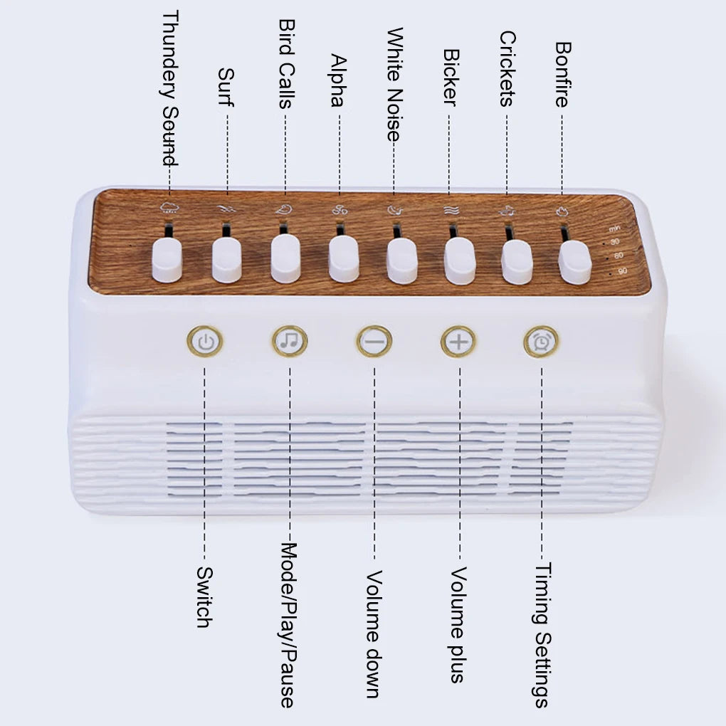Portable White Noise Bluetooth Speaker Nature Sound Sleep Aid Music Box Wireless Stereo MP3 Music Player Support Timed Shutdown