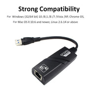 100/1000Mbps USB 3.0 Wired USB to Rj45  Lan High-speed Ethernet Adapter Network Card External Network for PC Laptop