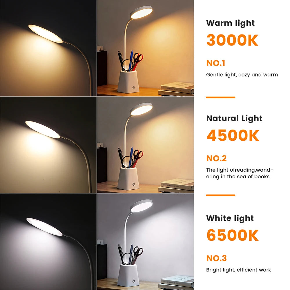 Kids Study LED Table Lamp Safe Touch Control Dimmable Led Light USB Power Gift for Children Warm/Natural White 5V Portable