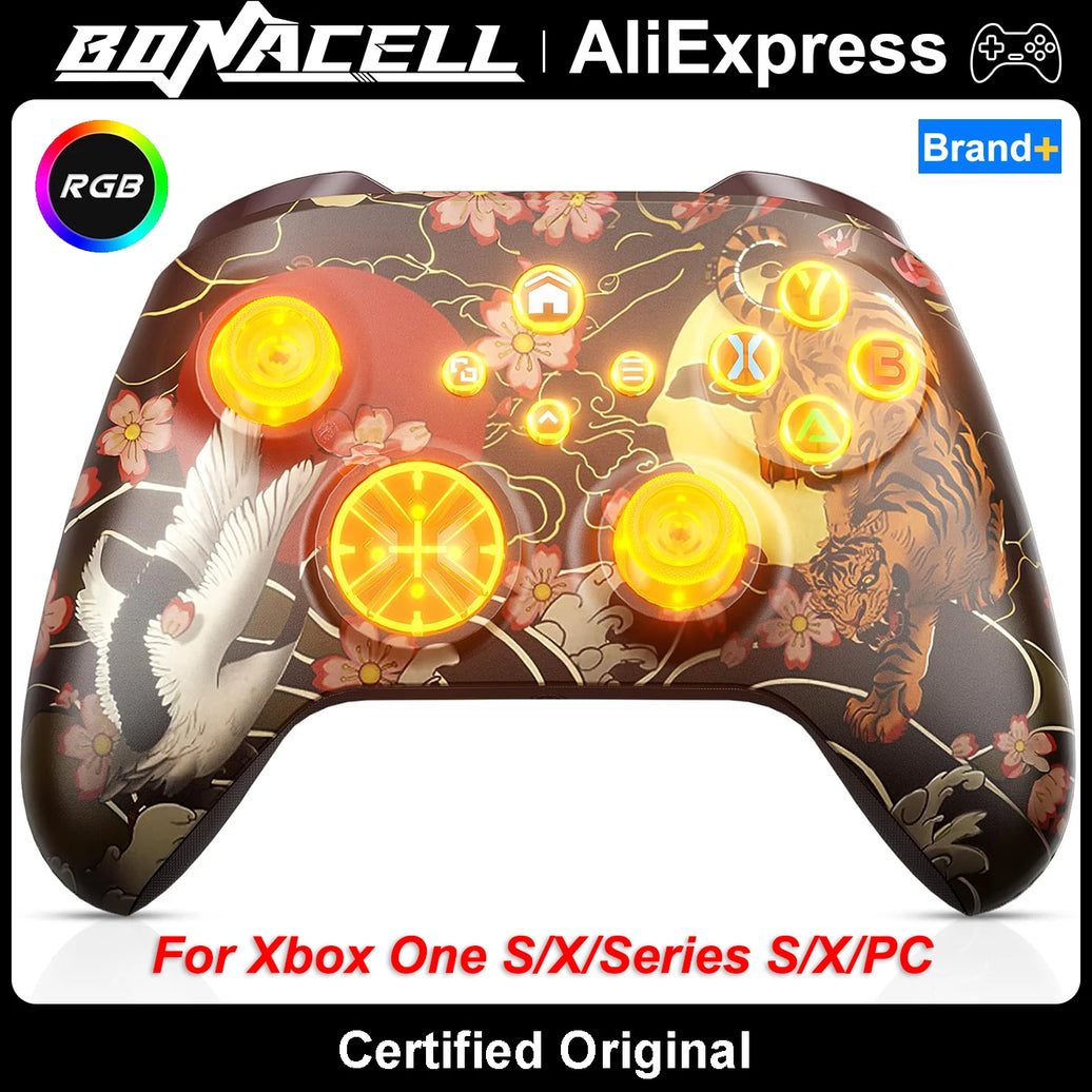Controller For XBox One/Series S/X/PC Console Wireless Controllers Dual Vibration Hall Effect 6-Axis Gyro FUNC W/ RGB Gamepad