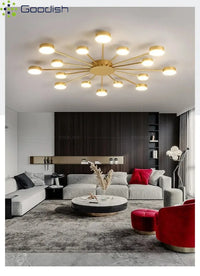 Modern Simplicity Sputtering luminescent Multi Head LED Home Ceiling Lights Painting Lamps for Living Room Decoration Chandelier