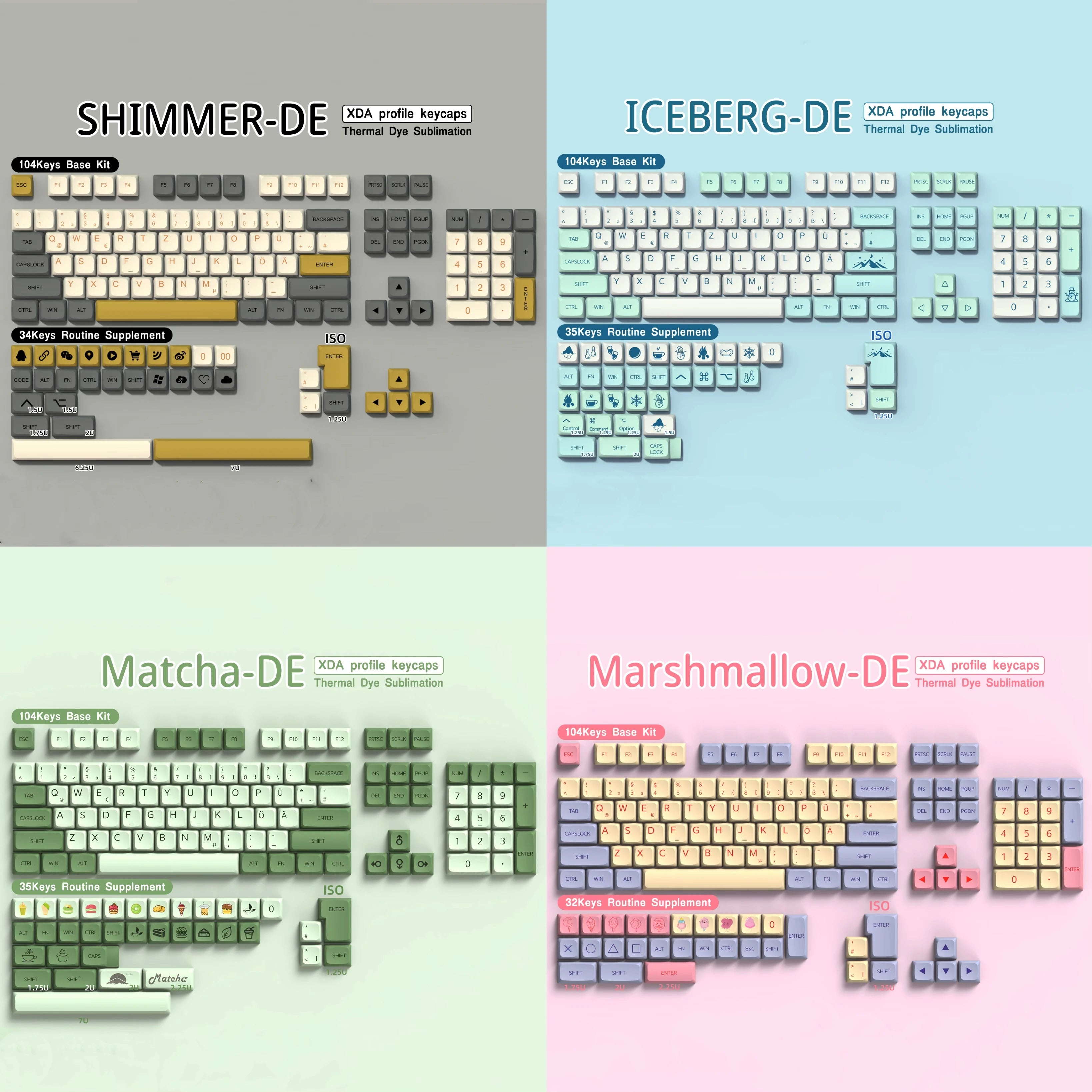 DE Keyboard Keycaps XDA Profile PBT German Keycap Dye-Sub ISO Alice Layout 7U Space bar For Mechanical Keyboard Wooting