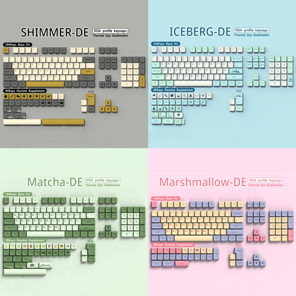 DE Keyboard Keycaps XDA Profile PBT German Keycap Dye-Sub ISO Alice Layout 7U Space bar For Mechanical Keyboard Wooting
