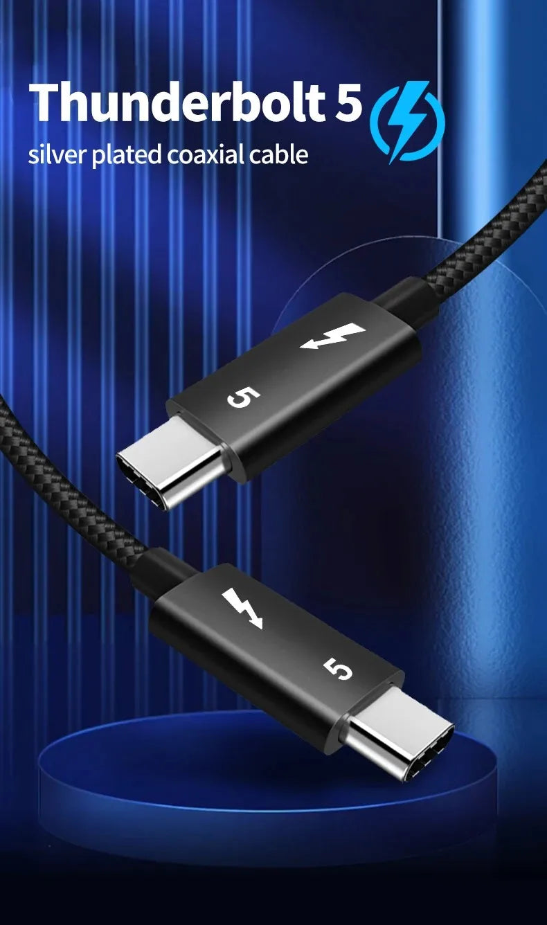 PD 240w USB C To USBC Thunderbolt 5 Full-function Data Cable Fast Charging 16K 60Hz Video Output Functional 80Gbps Transmission