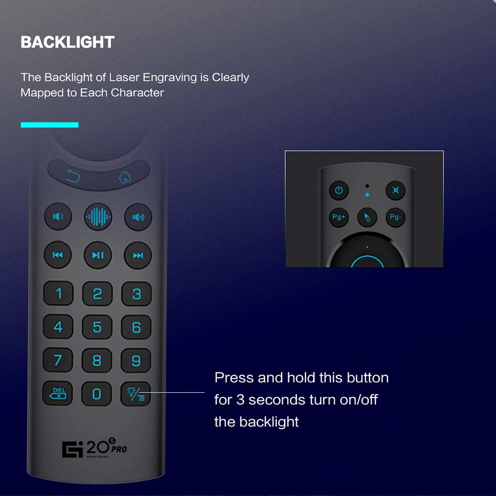 G20S PRO BT Air Mouse Backlit Light 2.4G Wireless Gyroscope Smart Remote Control With Voice IR Learning for Android TV Box