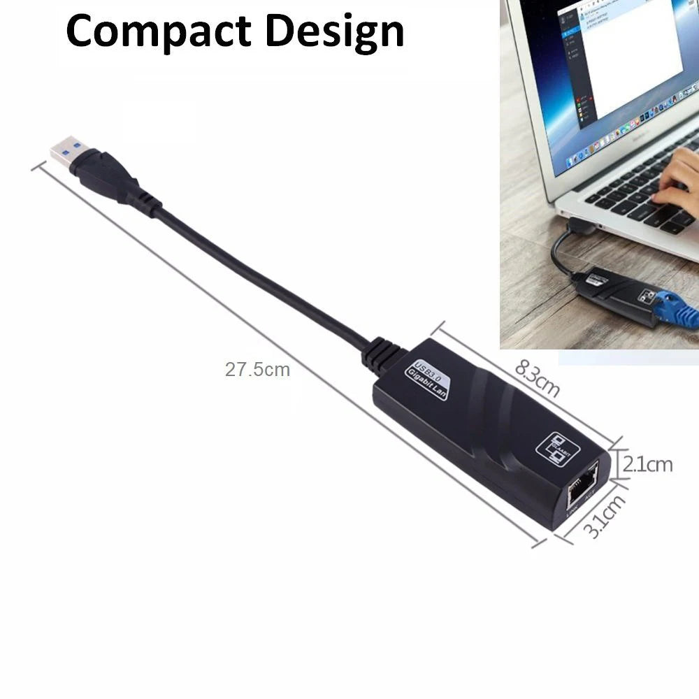 100/1000Mbps USB 3.0 Wired USB to Rj45  Lan High-speed Ethernet Adapter Network Card External Network for PC Laptop