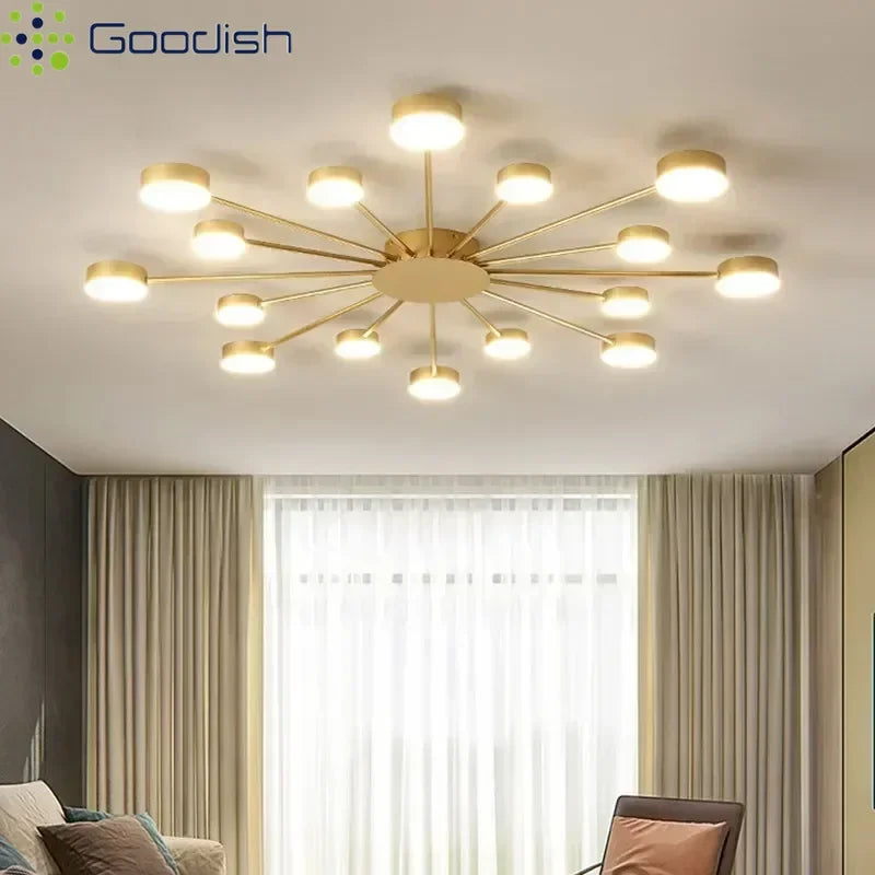 Modern Simplicity Sputtering luminescent Multi Head LED Home Ceiling Lights Painting Lamps for Living Room Decoration Chandelier