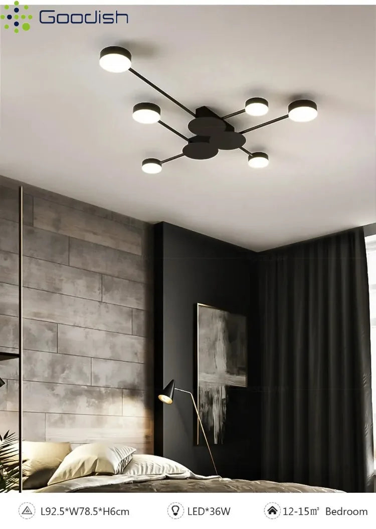 Modern Simplicity Sputtering luminescent Multi Head LED Home Ceiling Lights Painting Lamps for Living Room Decoration Chandelier