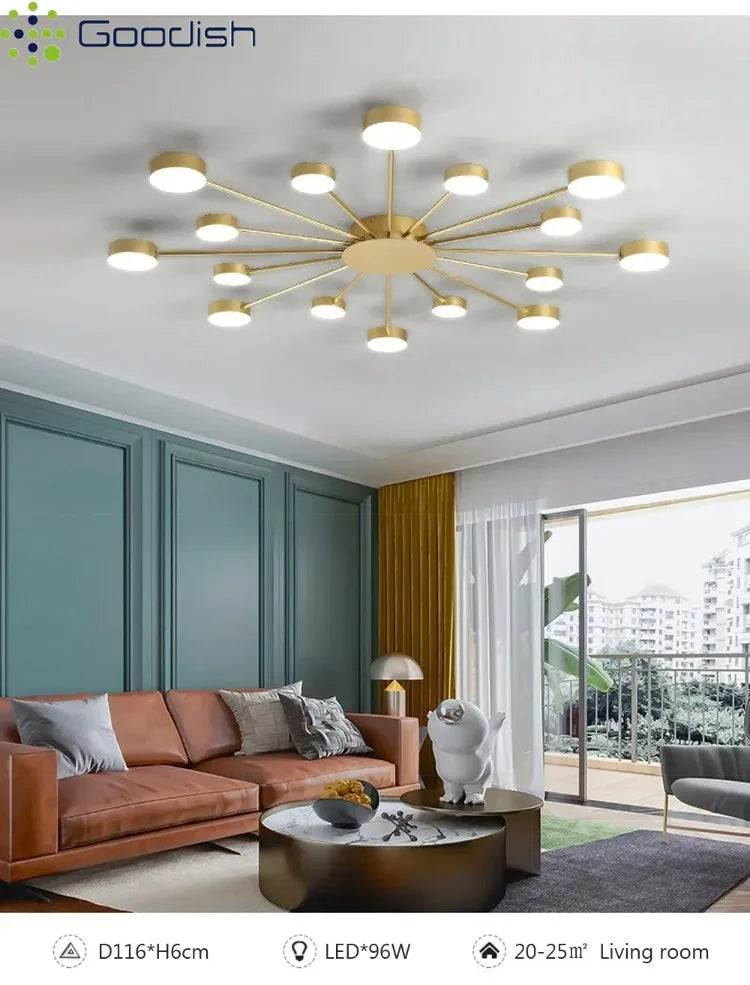 Modern Simplicity Sputtering luminescent Multi Head LED Home Ceiling Lights Painting Lamps for Living Room Decoration Chandelier