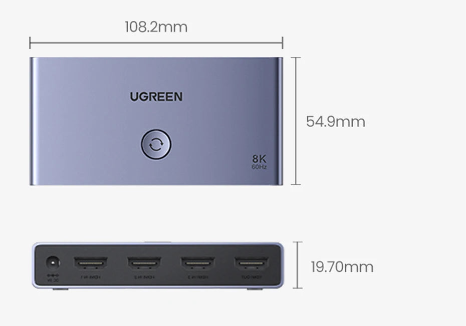 UGREEN HDMI 2.1 2.0 8K Switch 3 in 1 Out with Remote Control 8K@60Hz, 4K@120Hz Converter Splitter Switcher For Xbox PS5 Monitors