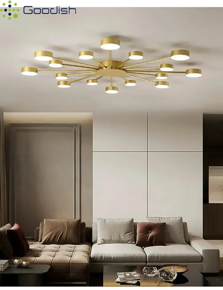 Modern Simplicity Sputtering luminescent Multi Head LED Home Ceiling Lights Painting Lamps for Living Room Decoration Chandelier
