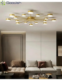 Modern Simplicity Sputtering luminescent Multi Head LED Home Ceiling Lights Painting Lamps for Living Room Decoration Chandelier