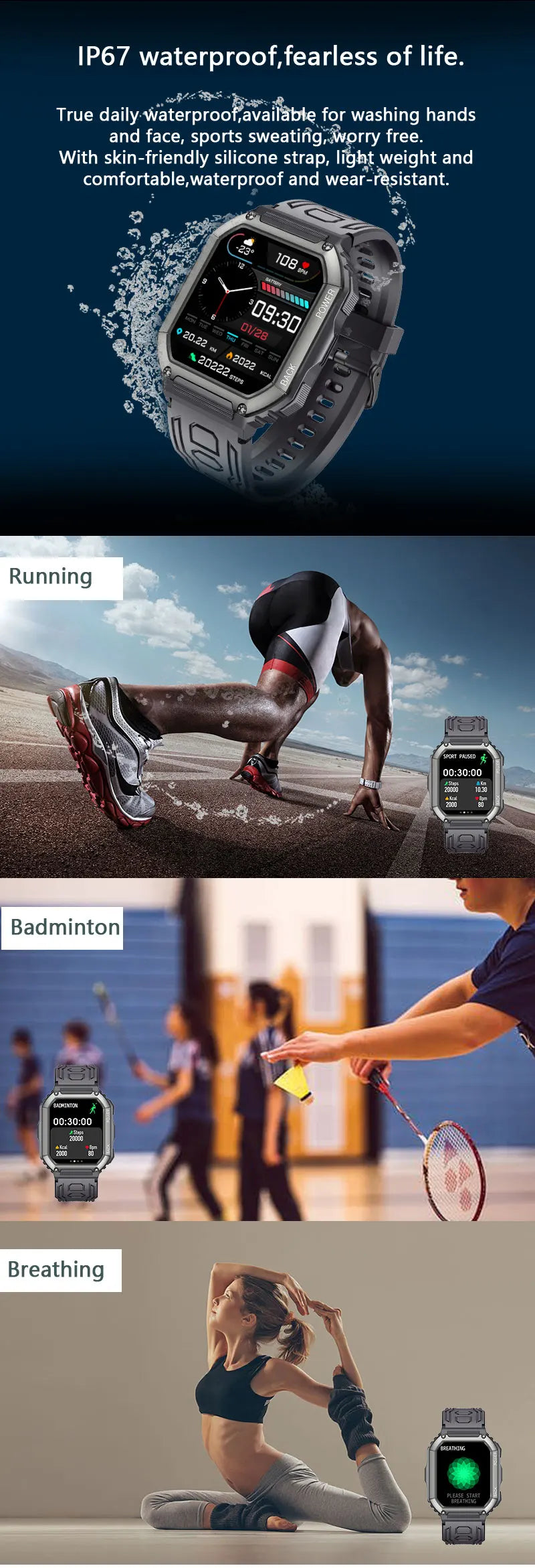 LIGE 2Smart Watch IP67 Waterproof Original Design For Men Bluetooth Call New Smartwatches Health Monitor With 100+ Sports Modes