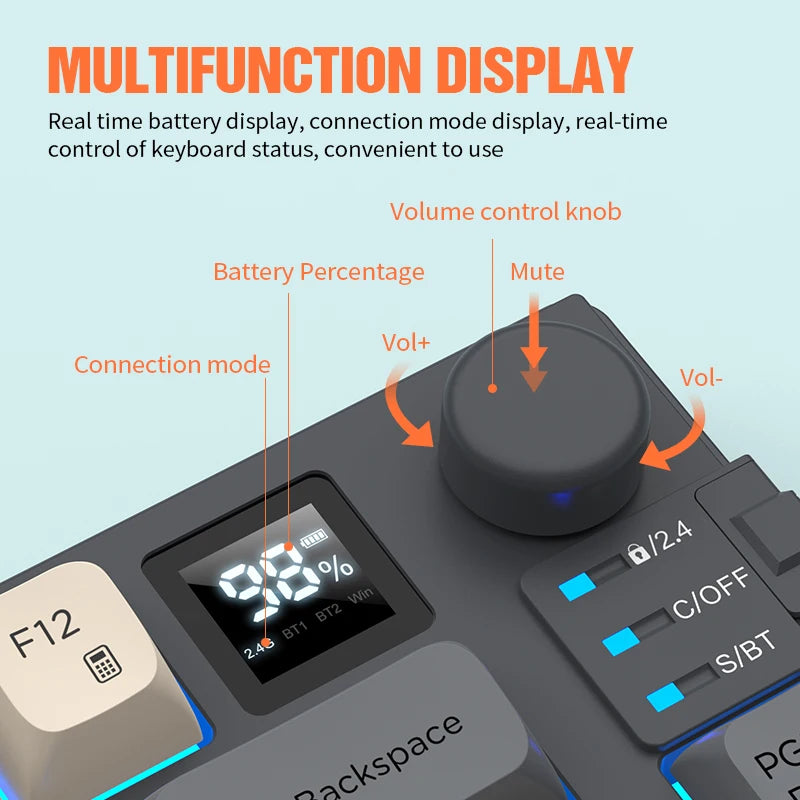 Dual-Mode 80 Keys Wireless Gaming Keyboard Combo,2.4G/BT5.1 Mechanical Keyboard Set With RGB Backlight For PC Laptop Office