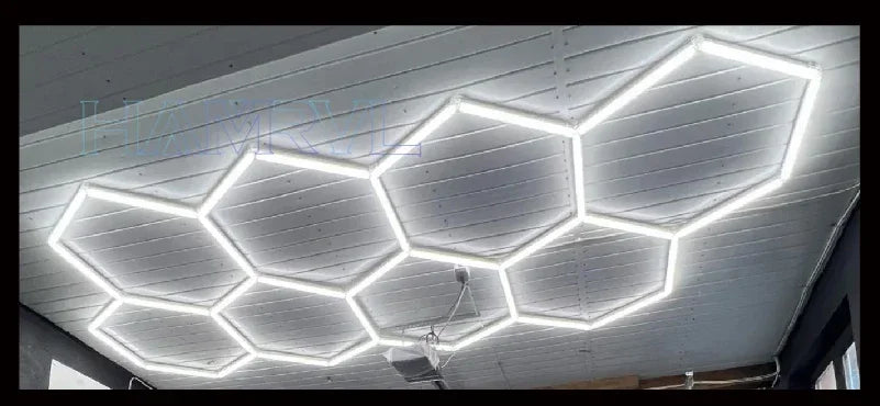 Barbershop Hair Salon Led Ceiling Light Hexagon Garage Light 110V/220V 14 Honeycomb Led Tube Lighting For Car Detailing Workshop