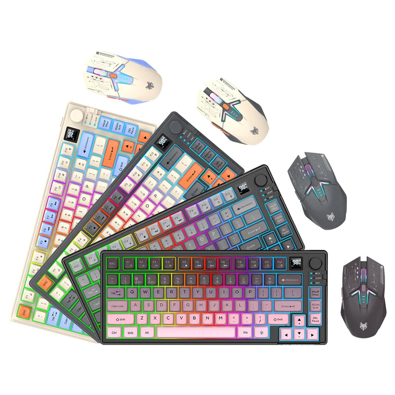 Dual-Mode 80 Keys Wireless Gaming Keyboard Combo,2.4G/BT5.1 Mechanical Keyboard Set With RGB Backlight For PC Laptop Office
