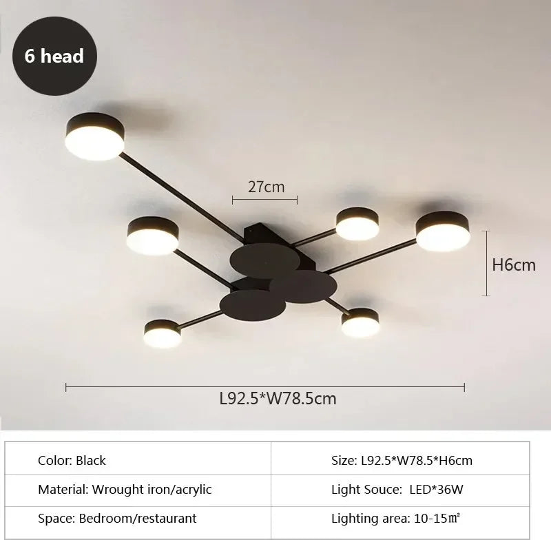 Modern Simplicity Sputtering luminescent Multi Head LED Home Ceiling Lights Painting Lamps for Living Room Decoration Chandelier