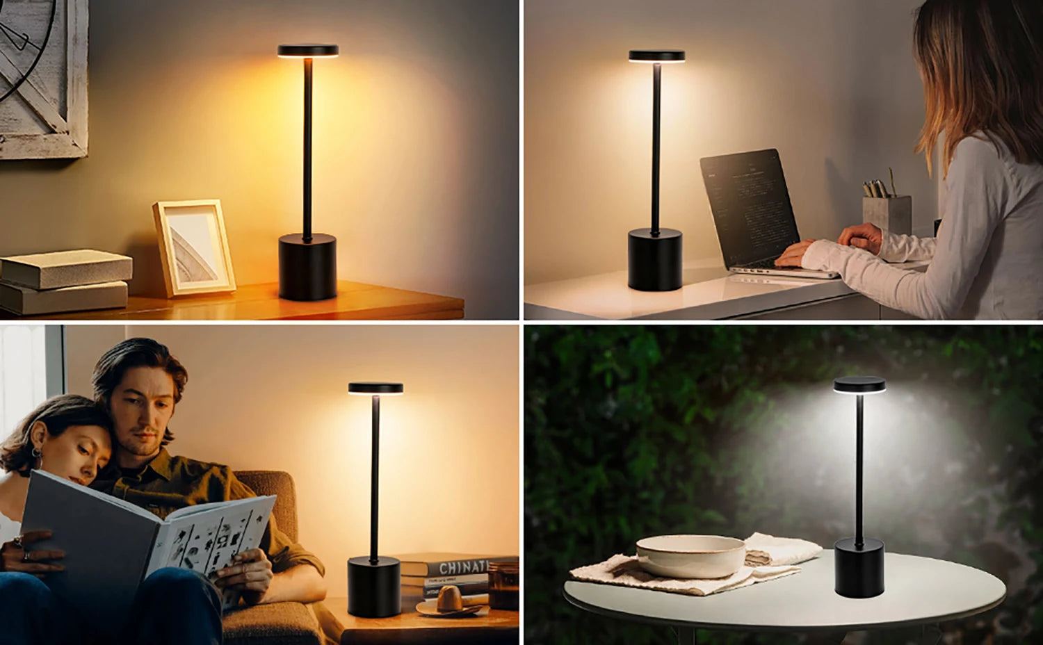 LED Table Lamp Touch Sensor Rechargeable Desktop Night Light Wireless Reading Lamp for Restaurant Hotel Bar Bedroom Decor Light