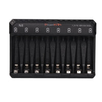 POWERKAN N8 Battery Charger with LED Display for 8 1.2V Ni-MH Ni-Cd AA AAA Rechargeable Batteries USB-C 5V 2A