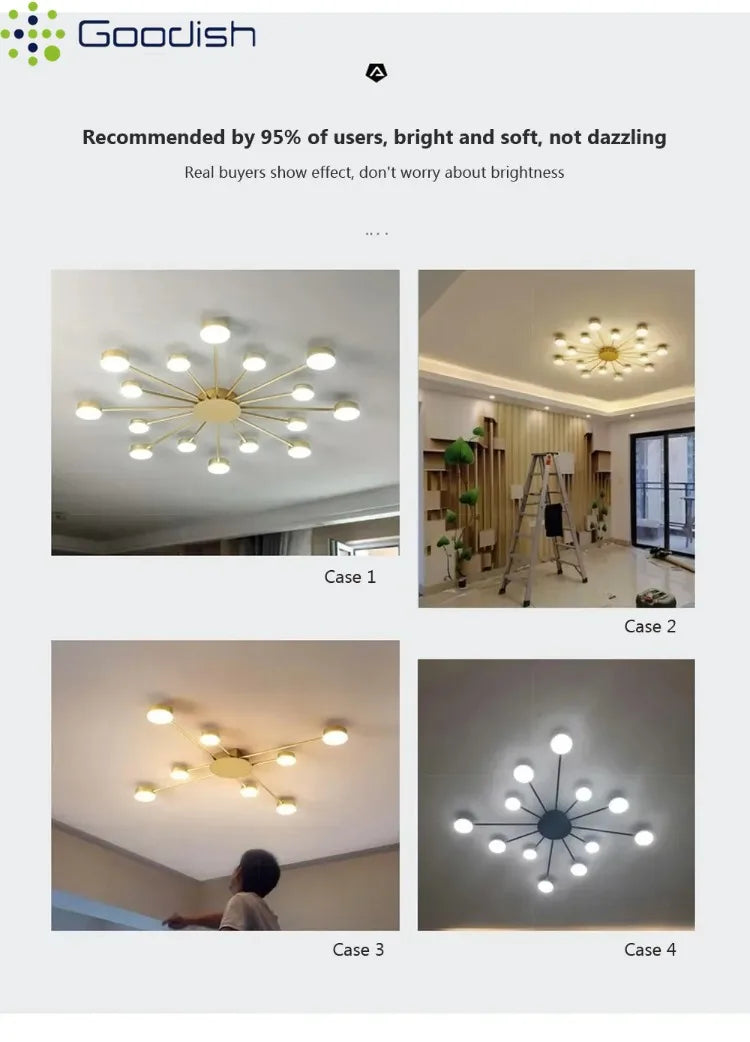 Modern Simplicity Sputtering luminescent Multi Head LED Home Ceiling Lights Painting Lamps for Living Room Decoration Chandelier