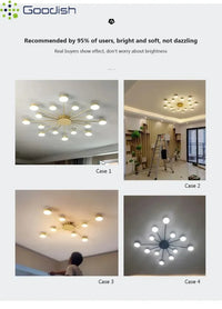 Modern Simplicity Sputtering luminescent Multi Head LED Home Ceiling Lights Painting Lamps for Living Room Decoration Chandelier