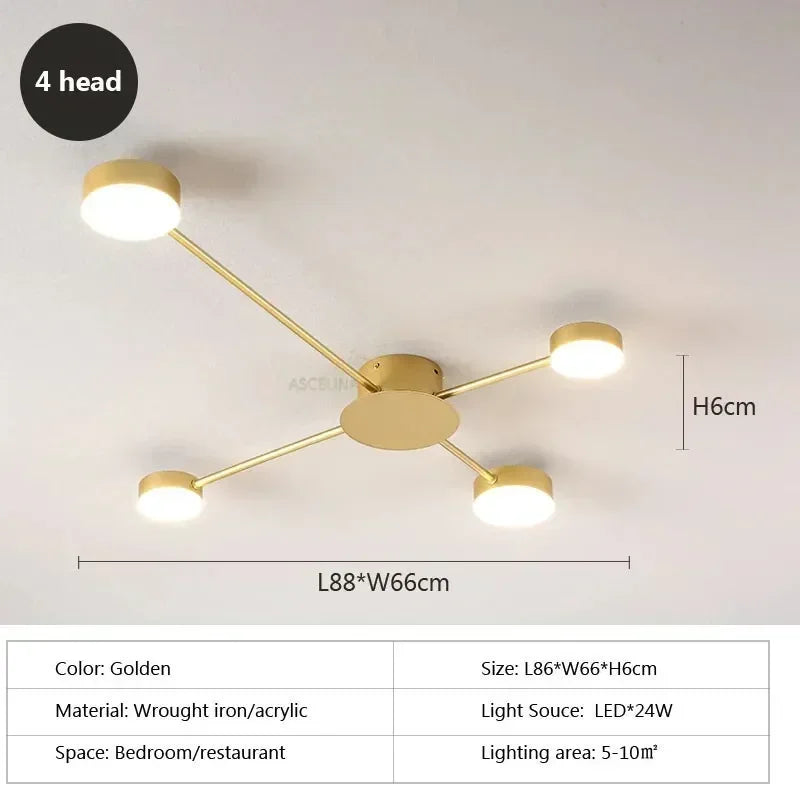 Modern Simplicity Sputtering luminescent Multi Head LED Home Ceiling Lights Painting Lamps for Living Room Decoration Chandelier