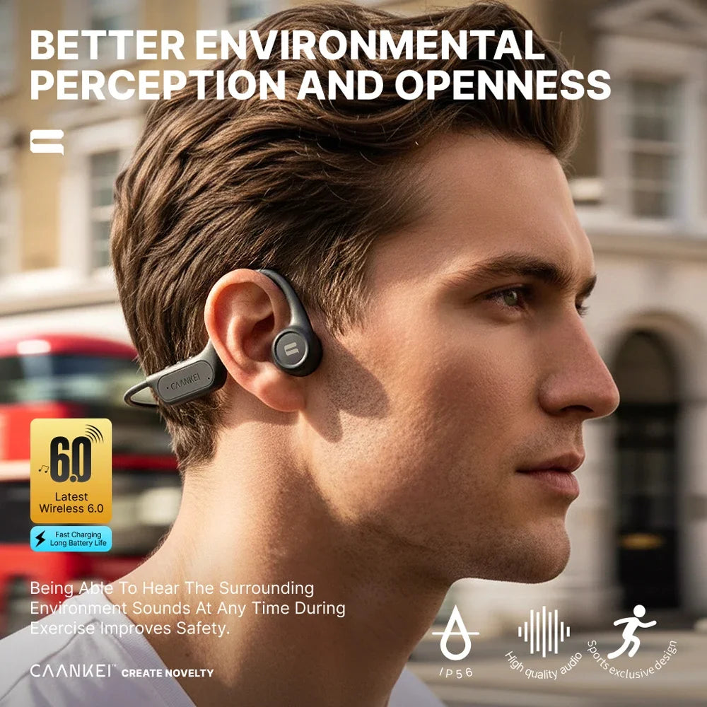 Bone Conduction Sports Earphones IPX6 Waterproof Bluetooth 5.4 Wireless Headphones Open Design Headset For Running Cycling