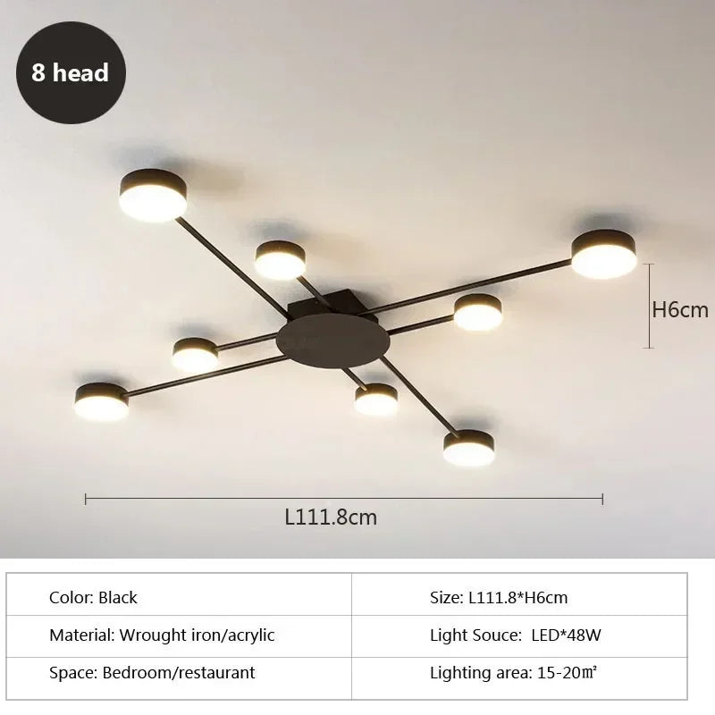 Modern Simplicity Sputtering luminescent Multi Head LED Home Ceiling Lights Painting Lamps for Living Room Decoration Chandelier