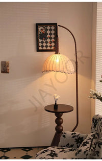 Living Room Floor Lamp French Antique Style Wabi Sabi Style Fire New Chinese Retro Bedside Lamp Shelf Light 2024 New