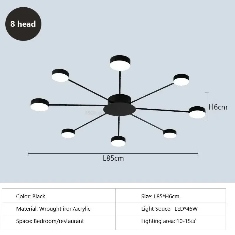 Modern Simplicity Sputtering luminescent Multi Head LED Home Ceiling Lights Painting Lamps for Living Room Decoration Chandelier