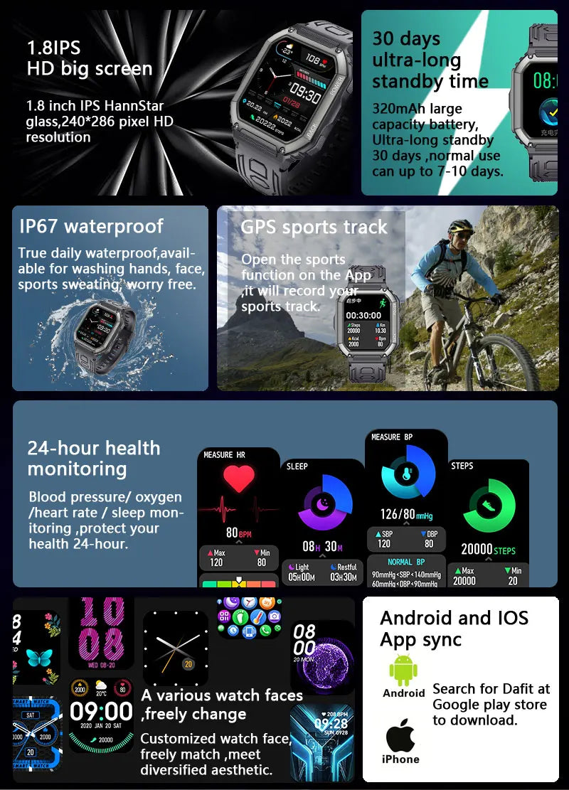 LIGE 2Smart Watch IP67 Waterproof Original Design For Men Bluetooth Call New Smartwatches Health Monitor With 100+ Sports Modes