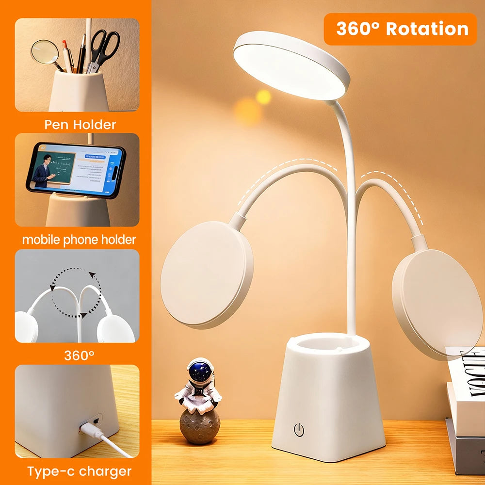Kids Study LED Table Lamp Safe Touch Control Dimmable Led Light USB Power Gift for Children Warm/Natural White 5V Portable