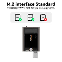 2230 M.2 NVMe SSD Enclosure with Cooling Fan USB 3.2 Gen 2 to NVMe PCI-E M.2 SSD Case for Laptop iPhone 16 Pro 15 iPad
