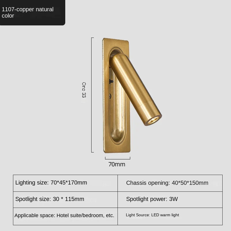 Interior LED Wall Lamp 110-240V with USB Charging Decor for Bedroom Reading Lighting Hotel Headboard LED Embedded Wall Light
