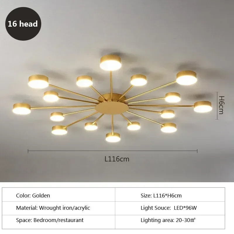Modern Simplicity Sputtering luminescent Multi Head LED Home Ceiling Lights Painting Lamps for Living Room Decoration Chandelier