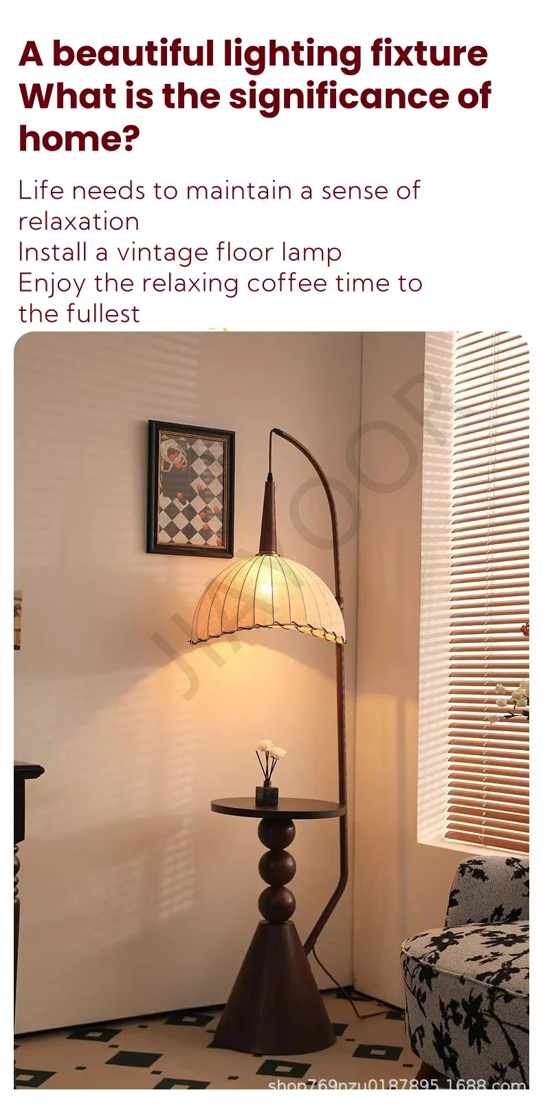 Living Room Floor Lamp French Antique Style Wabi Sabi Style Fire New Chinese Retro Bedside Lamp Shelf Light 2024 New