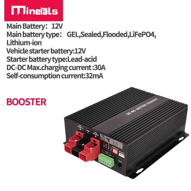 12V DC to DC 30A smart Charger with Booster support Bluetooth app lithium battery Fully automatic charging temperature Charger