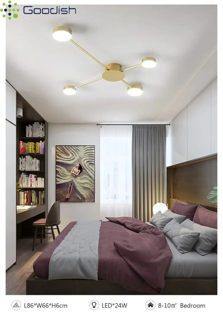 Modern Simplicity Sputtering luminescent Multi Head LED Home Ceiling Lights Painting Lamps for Living Room Decoration Chandelier