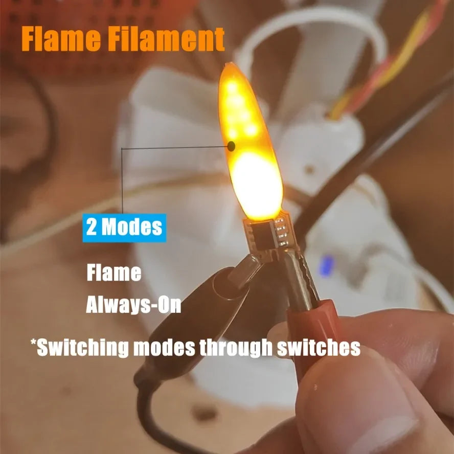 DC3V LED Flame Filament Flash Flowing Candles Edison Bulb LED Filament Diode Birthday Party Decoration Light Accessories For DIY