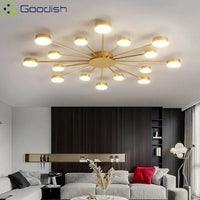 Modern Simplicity Sputtering luminescent Multi Head LED Home Ceiling Lights Painting Lamps for Living Room Decoration Chandelier