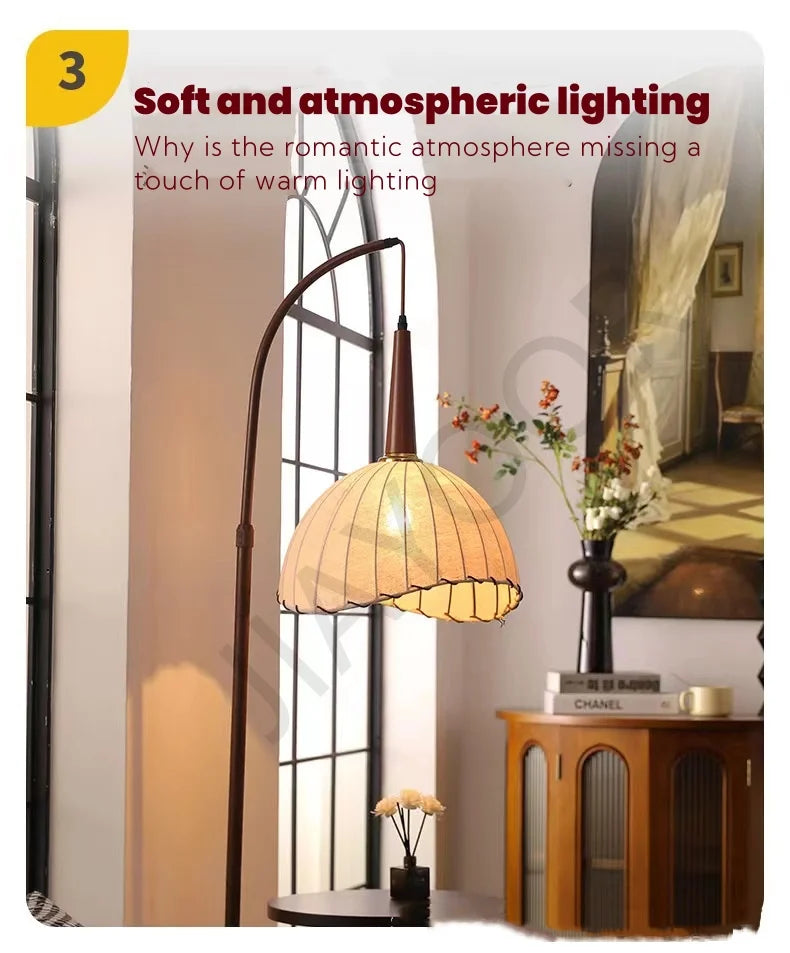 Living Room Floor Lamp French Antique Style Wabi Sabi Style Fire New Chinese Retro Bedside Lamp Shelf Light 2024 New