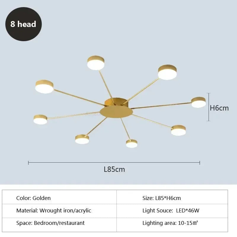 Modern Simplicity Sputtering luminescent Multi Head LED Home Ceiling Lights Painting Lamps for Living Room Decoration Chandelier